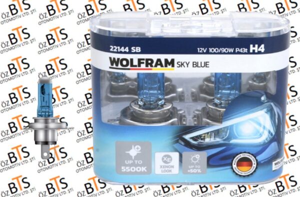 12 VOLT .. H4 100/90 WATT P43T BEYAZ IŞIK 5500K AMPUL .. TAKIM